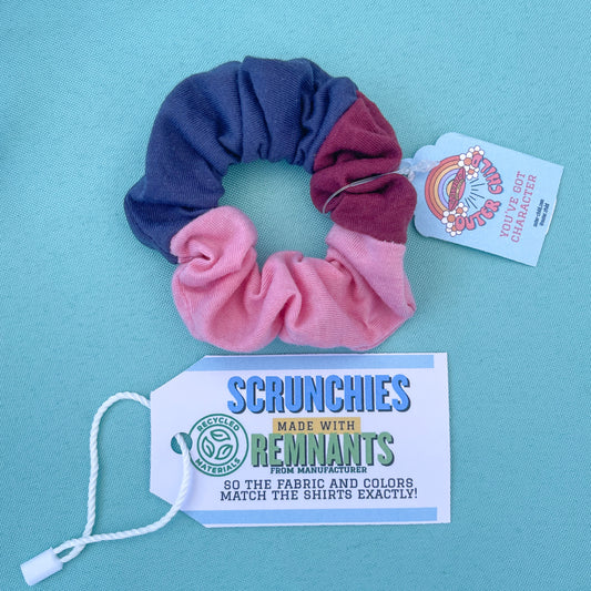 Navy Blue & Pink & Maroon Scrunchie