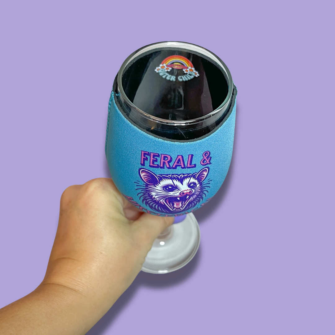 Feral & Hissterical Possum Wine Glass Sleeve