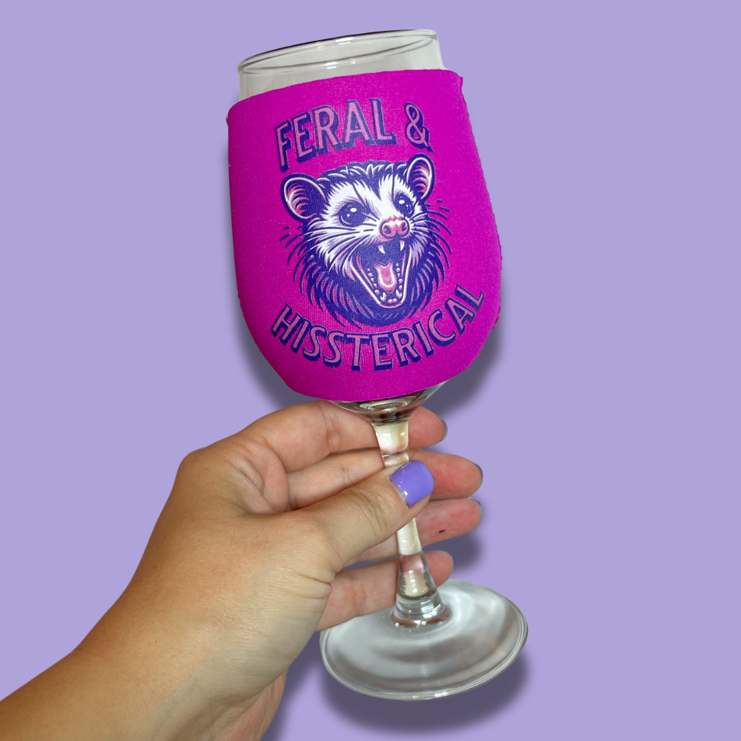 Feral & Hissterical Possum Wine Glass Sleeve