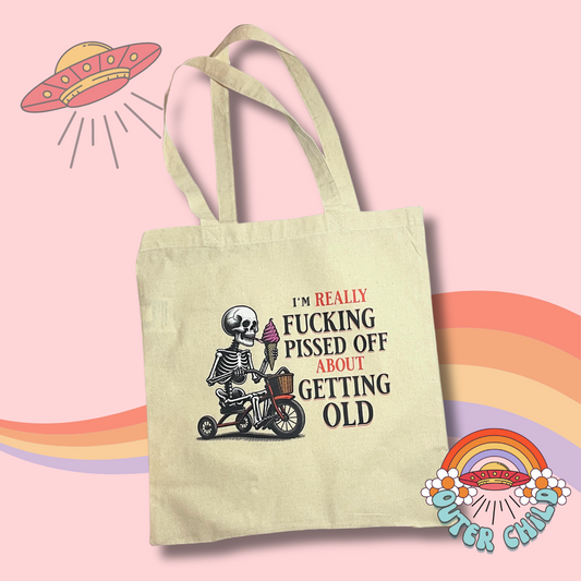 Getting Old Cotton Tote Bag in Natural