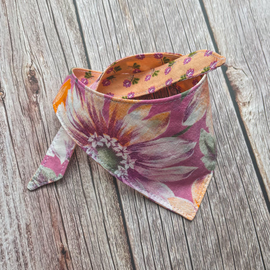 X-Small Bandana - Pink & Peach Flowers