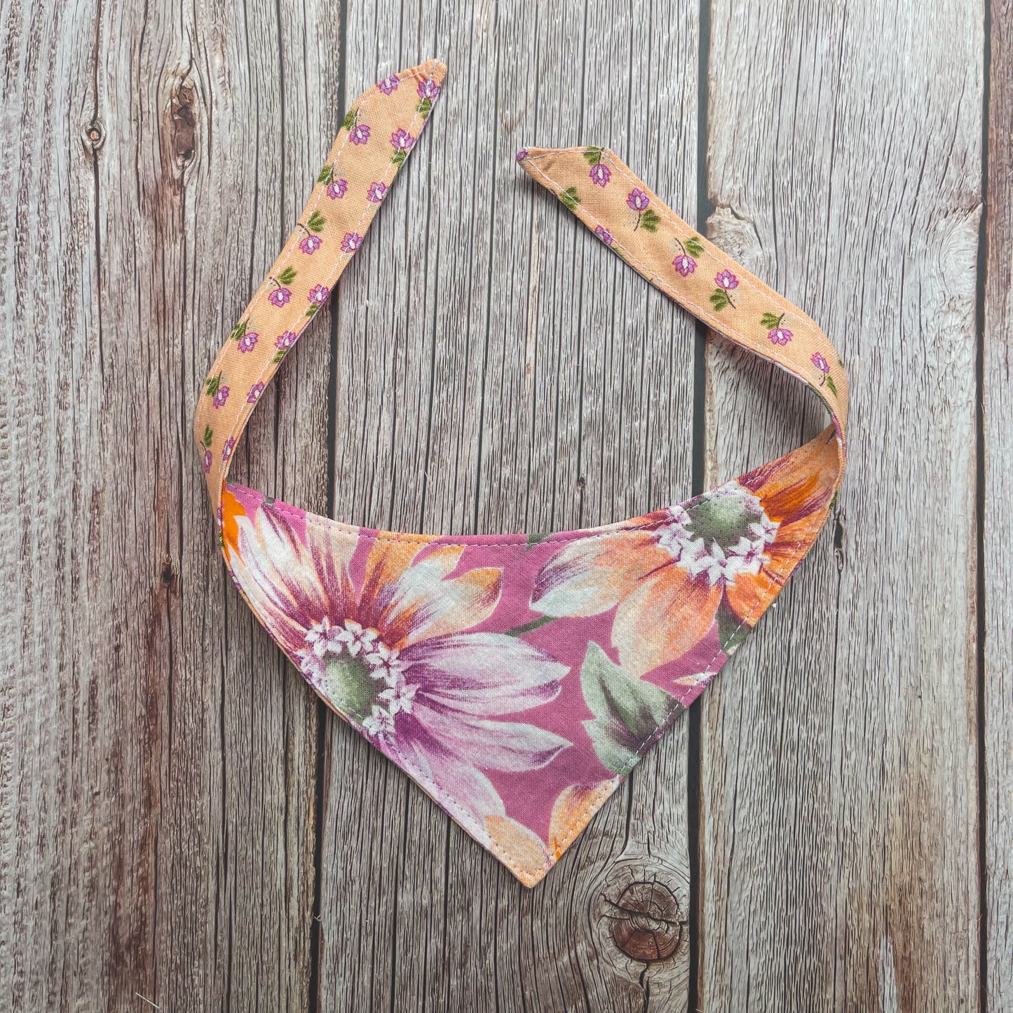 X-Small Bandana - Pink & Peach Flowers
