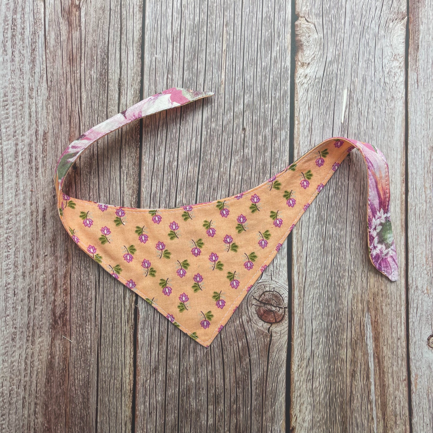 X-Small Bandana - Pink & Peach Flowers