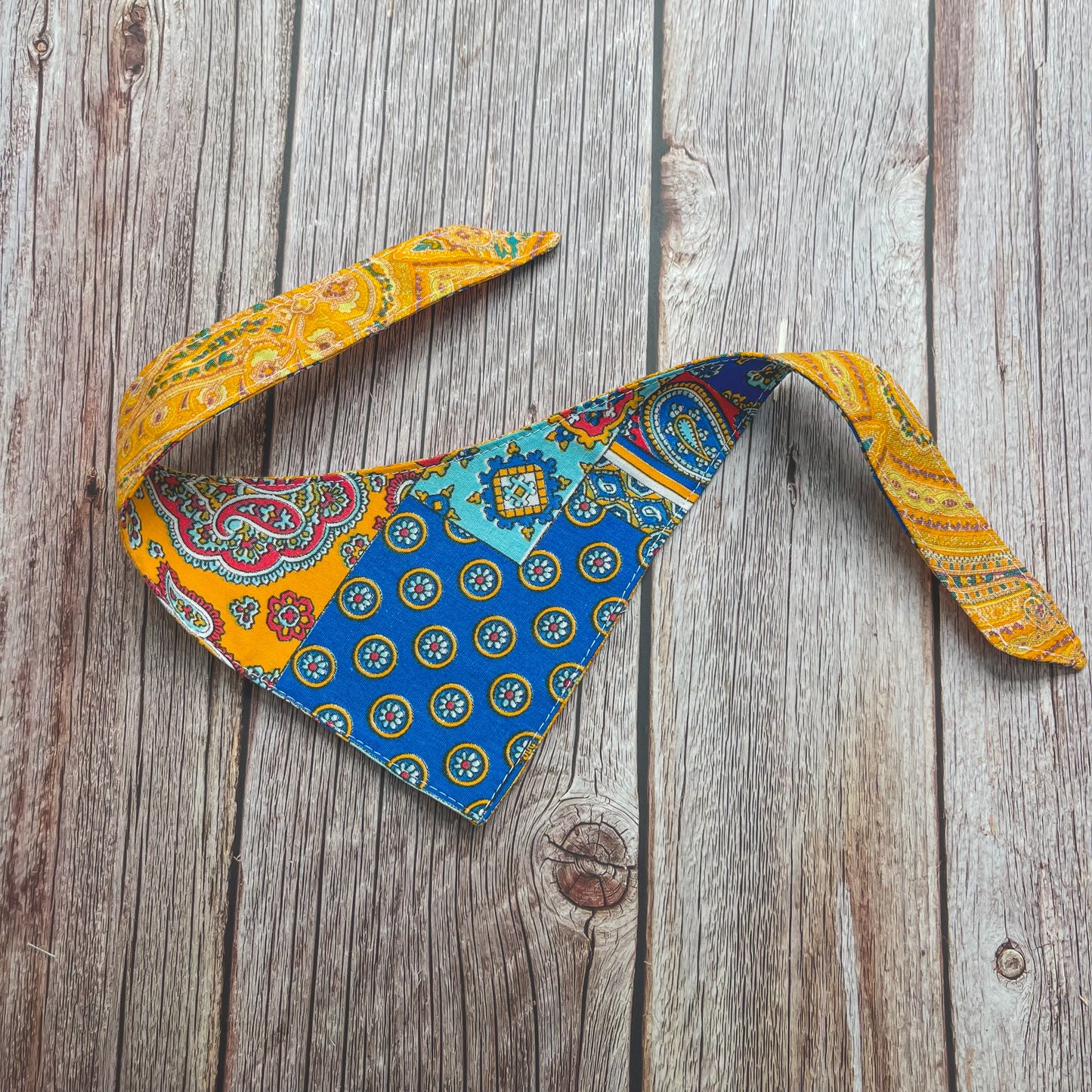 X-Small Bandana - Bright Blue & Orange Paisley
