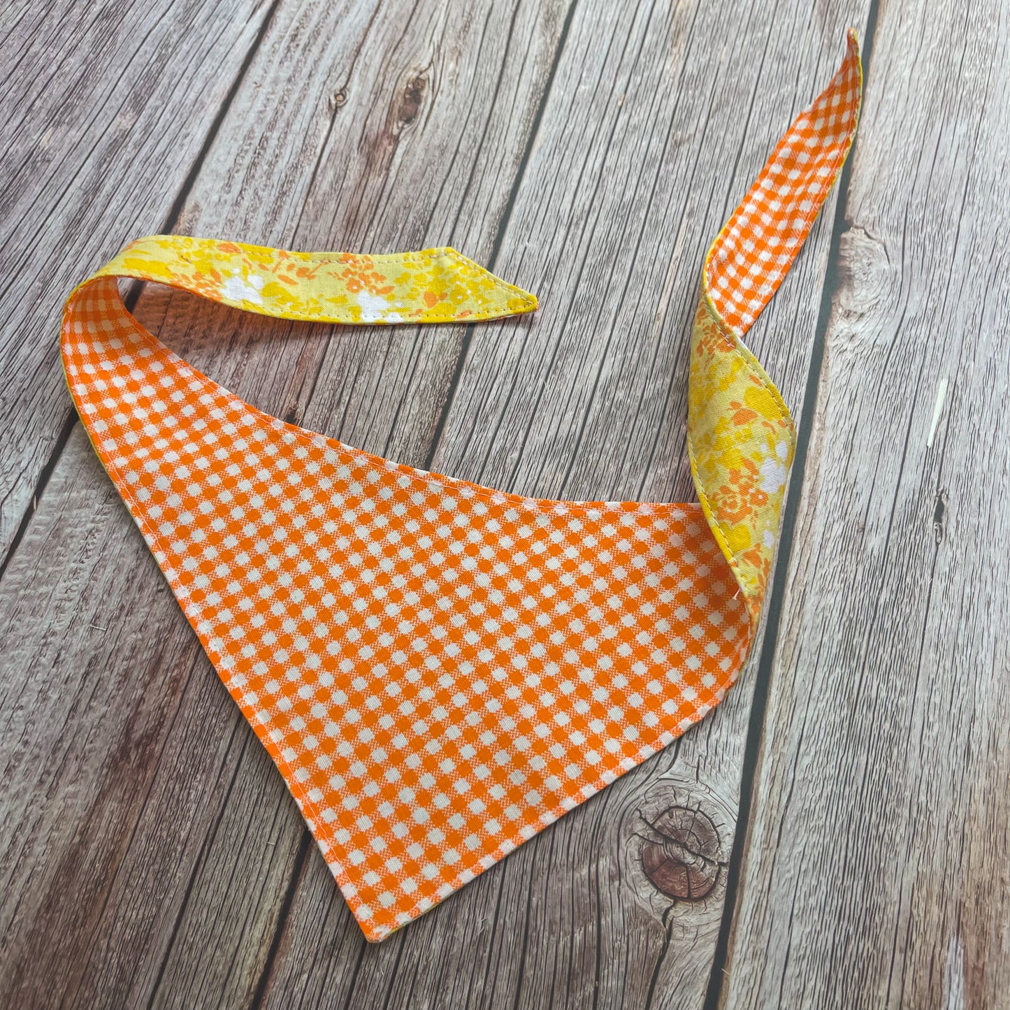 Small Bandana - Yellow & Orange Floral & Gingham