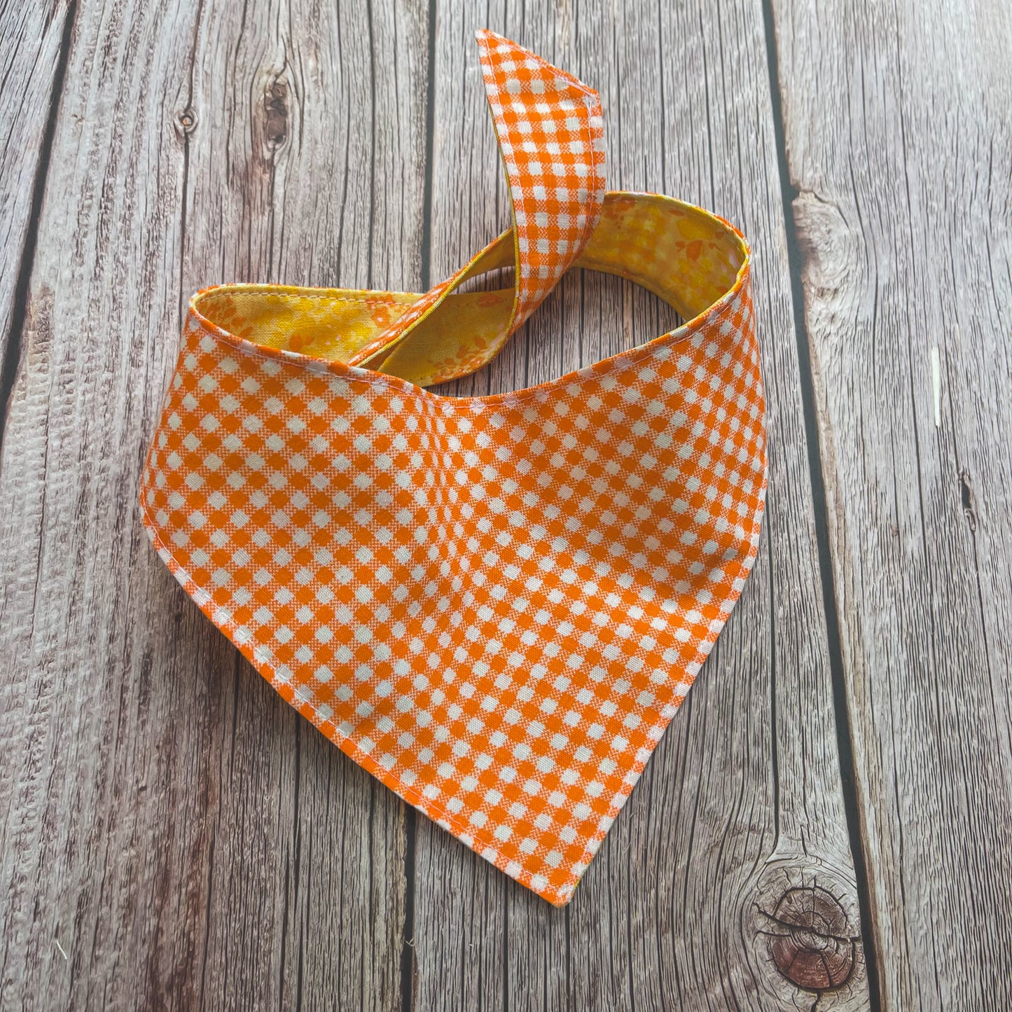 Small Bandana - Yellow & Orange Floral & Gingham