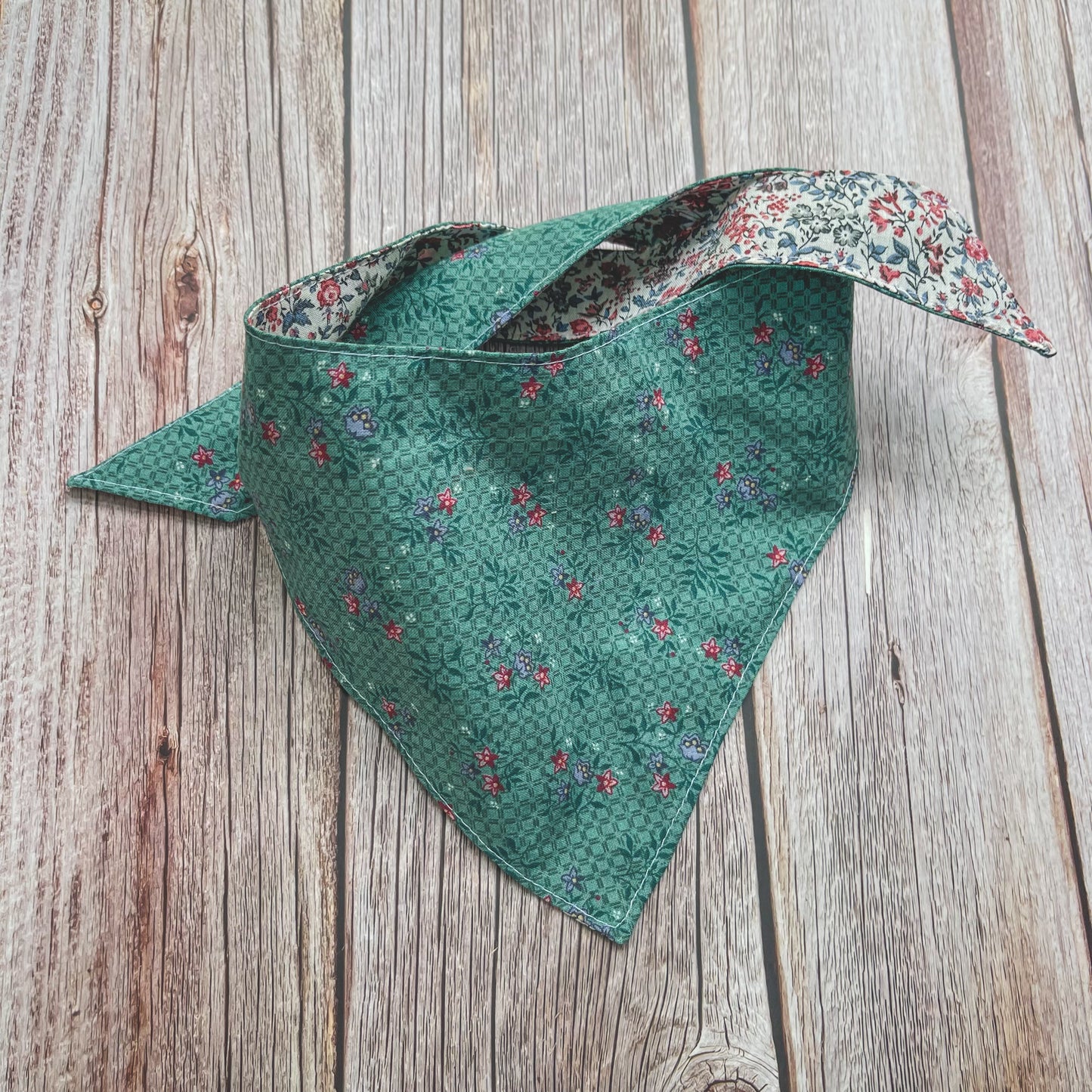 Medium Bandana - Teal, Pink & White Floral