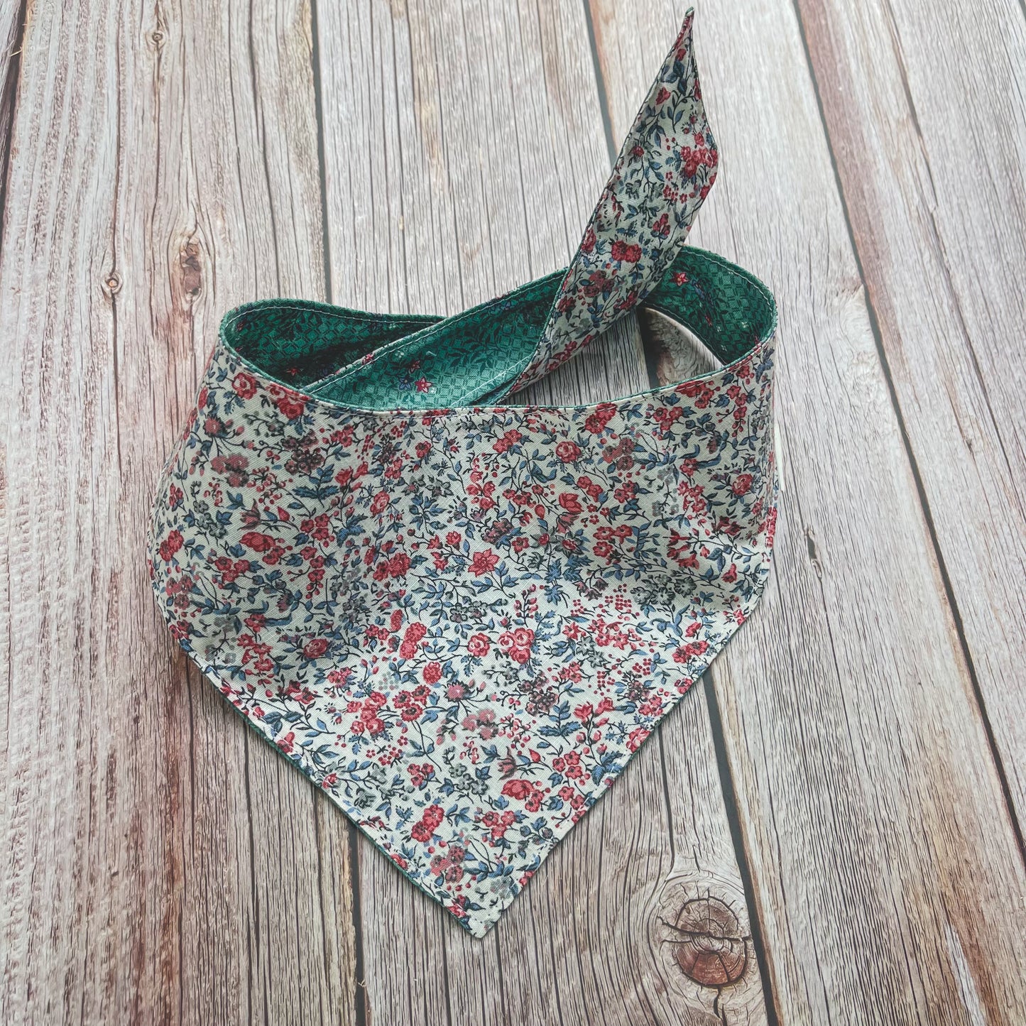 Medium Bandana - Teal, Pink & White Floral