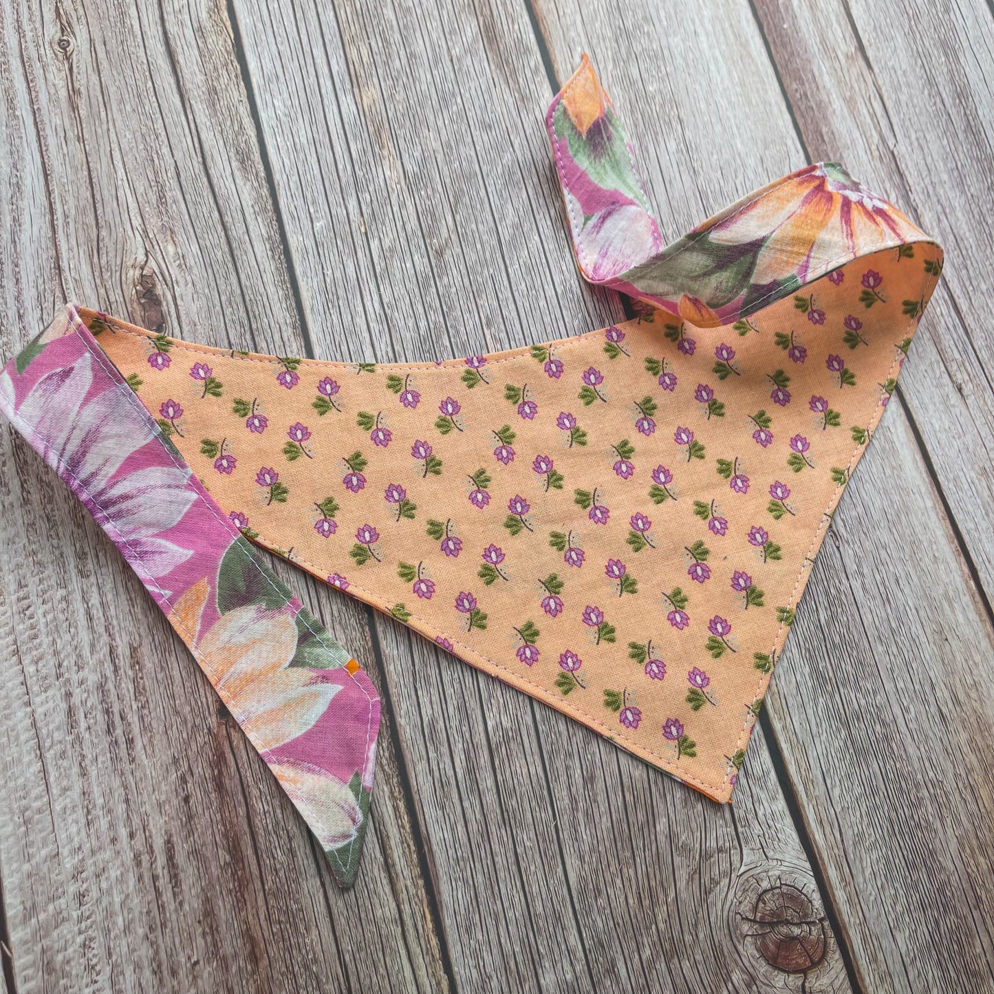 Medium Bandana - Pink & Peach Florals