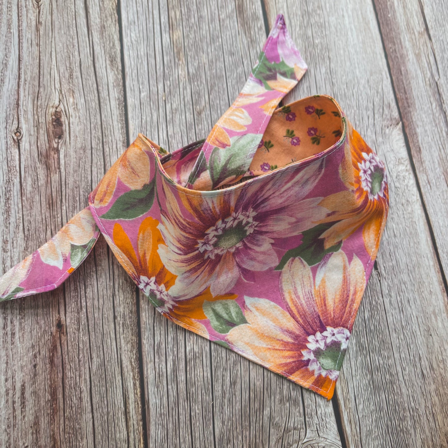 Medium Bandana - Pink & Peach Florals