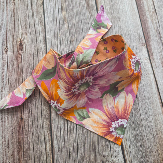 Medium Bandana - Pink & Peach Florals