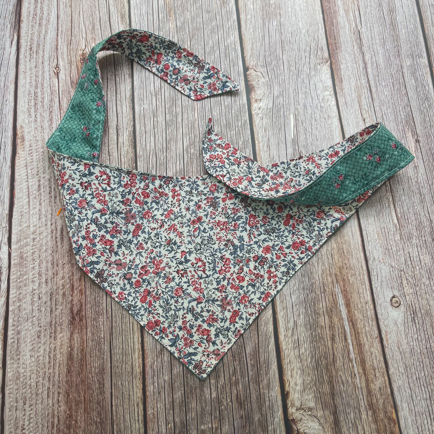 Large Bandana - Teal, Pink & White Florals