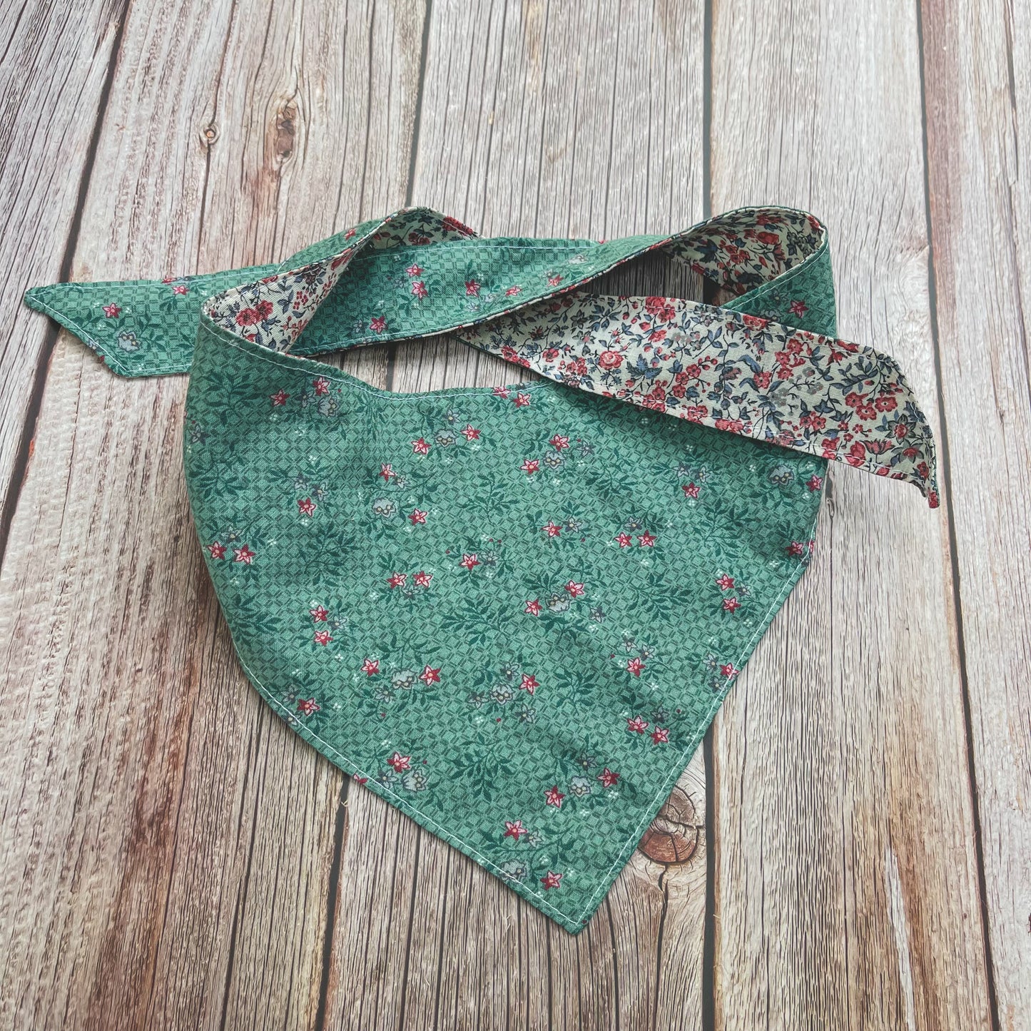 Large Bandana - Teal, Pink & White Florals
