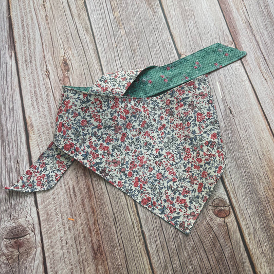 Large Bandana - Teal, Pink & White Florals