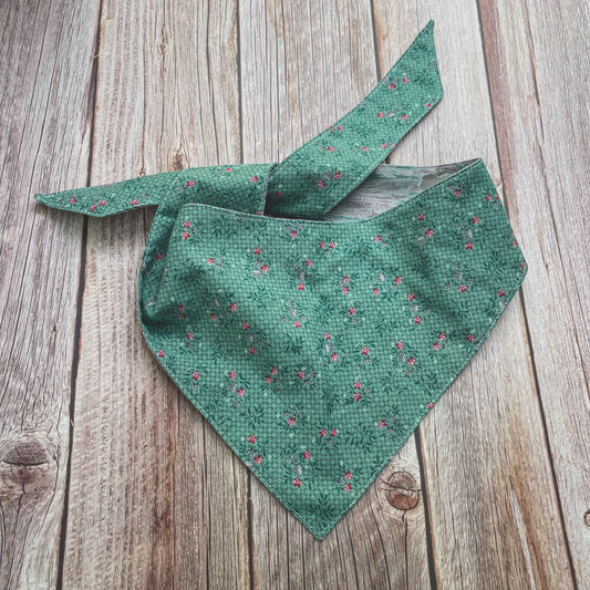 X-Large Bandana - Teal Floral & Gray Cranes