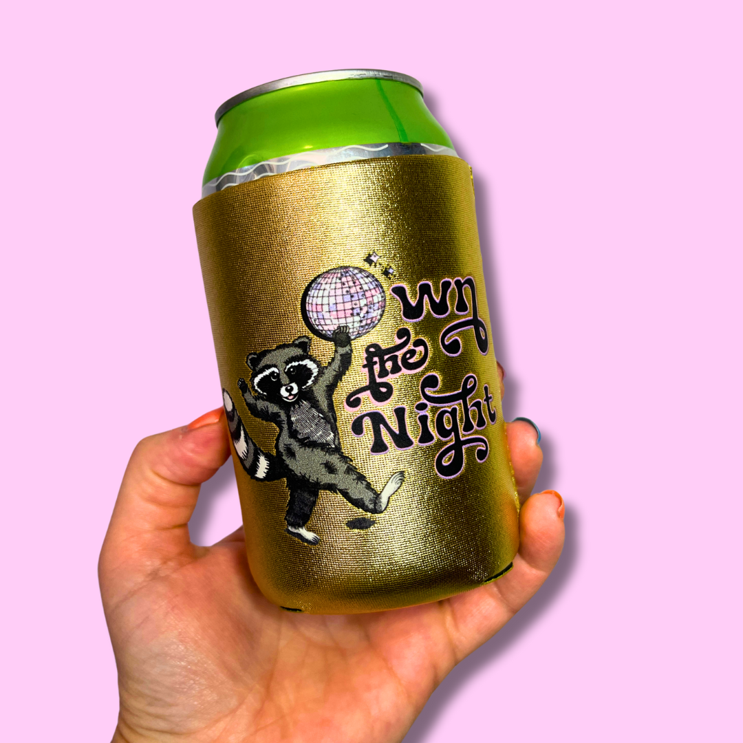 Own the Night Raccoon Can Cooler Drink Sleeve