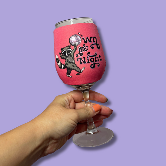 Own the Night Raccoon Wine Glass Sleeve