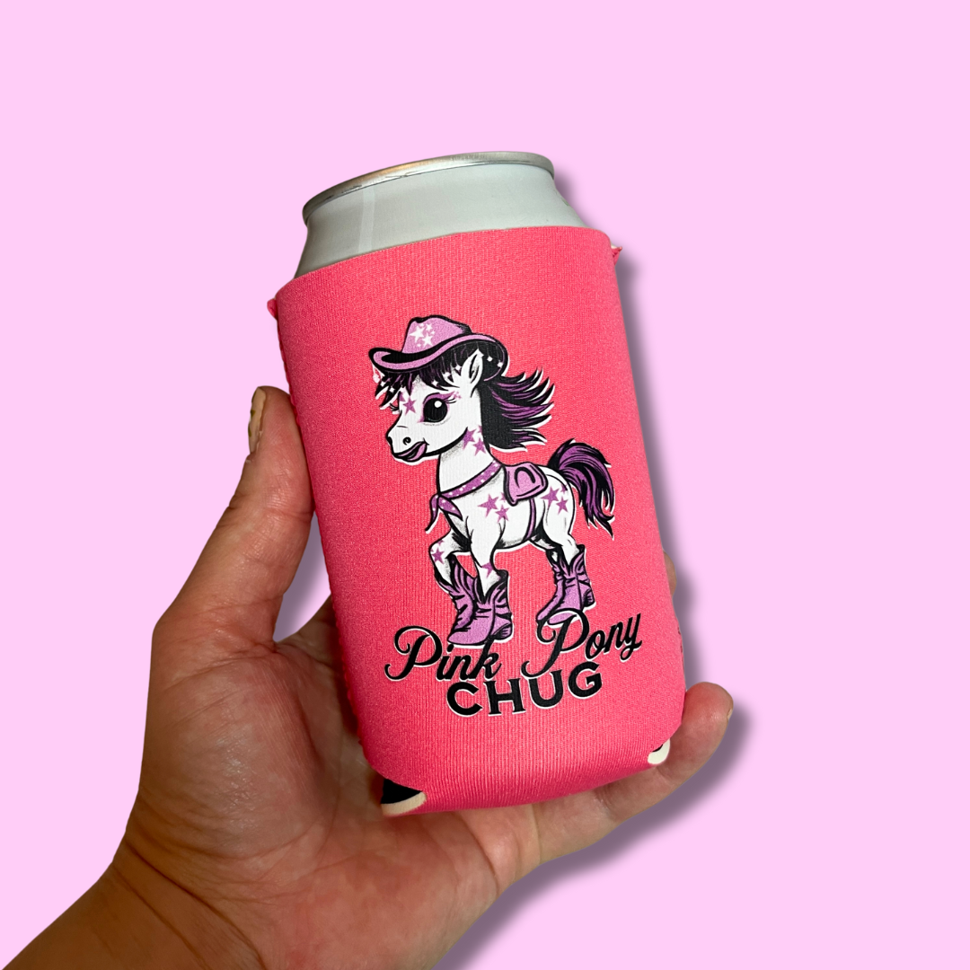 Pink Pony Chug Can Cooler Drink Sleeve