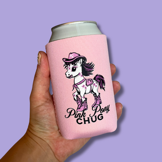 Pink Pony Chug Can Cooler Drink Sleeve