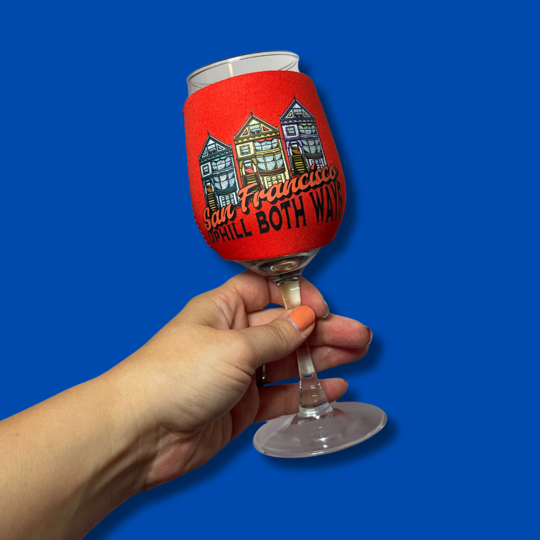 San Francisco Uphill Both Ways Wine Glass Sleeve