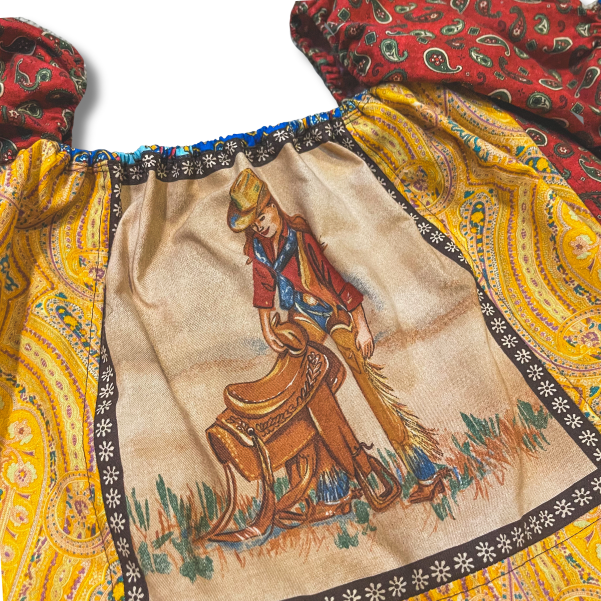 Saddle Up Cowgirl Puff Sleeve Top Size S/M