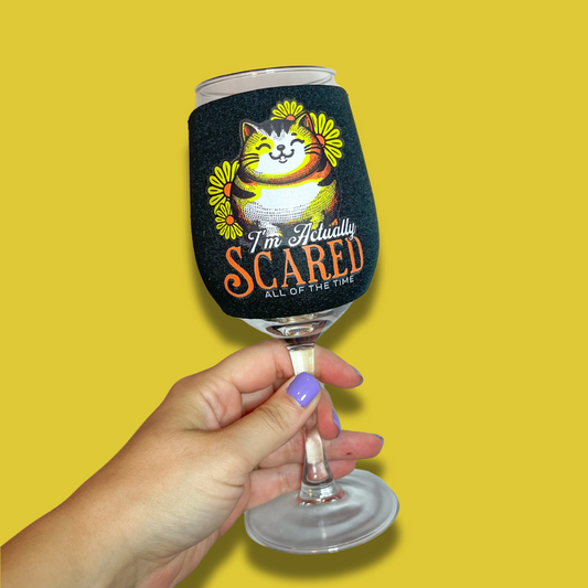 Scaredy Cat - Black - Wine Glass Sleeve