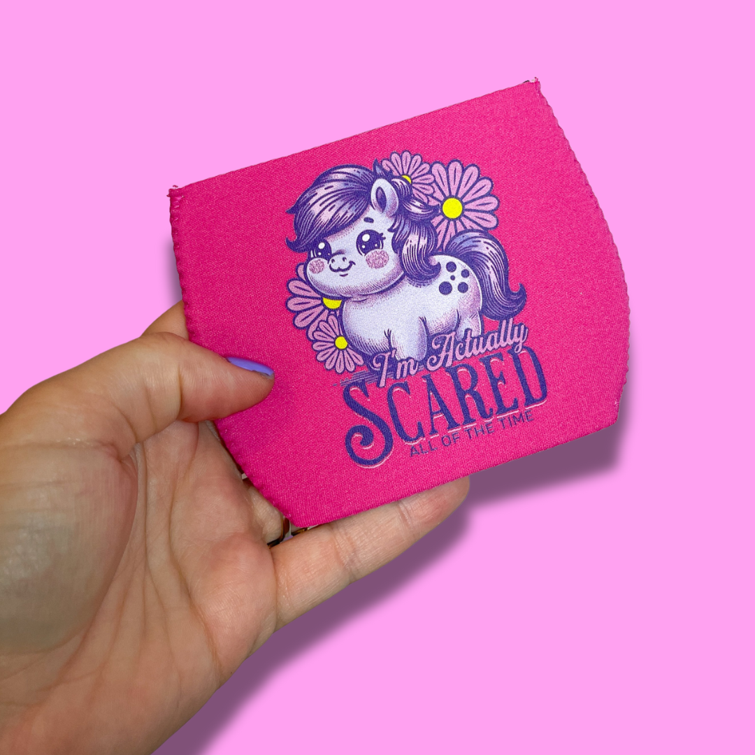 Scaredy Pony - Hot Pink - Wine Glass Sleeve