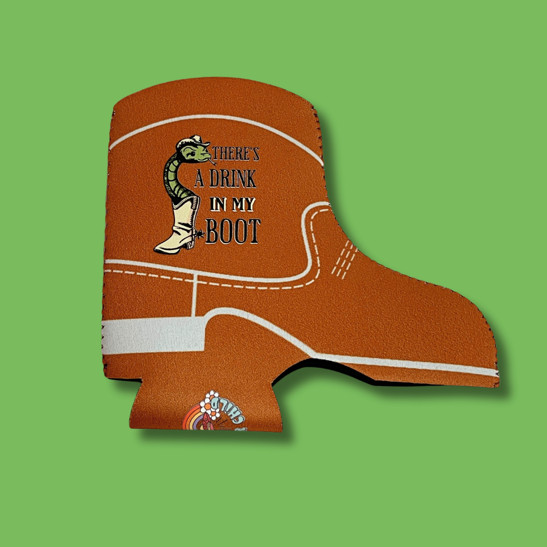 There's a Drink in my Boot Snake Cowgirl Boot Can Cooler Drink Sleeve