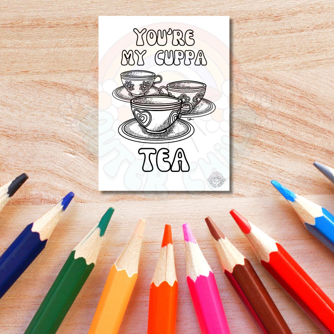 Teacup Valentine Coloring Sheet