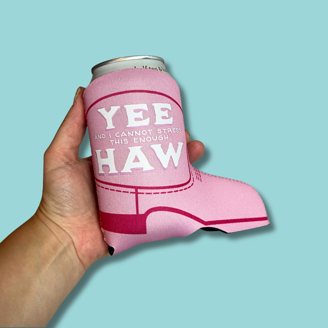 Yee Haw Cowgirl Boot Can Cooler Drink Sleeve