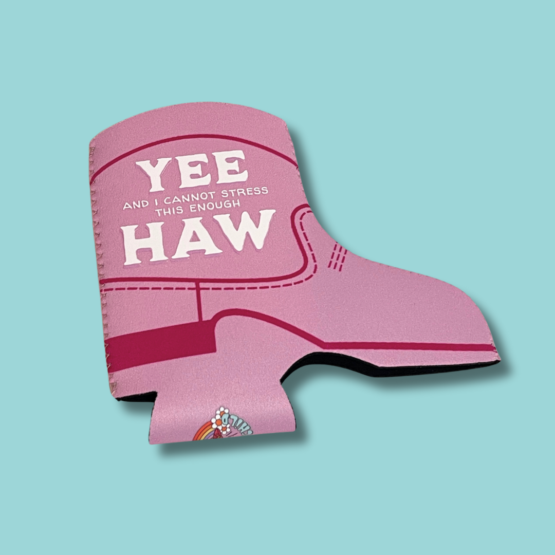 Yee Haw Cowgirl Boot Can Cooler Drink Sleeve